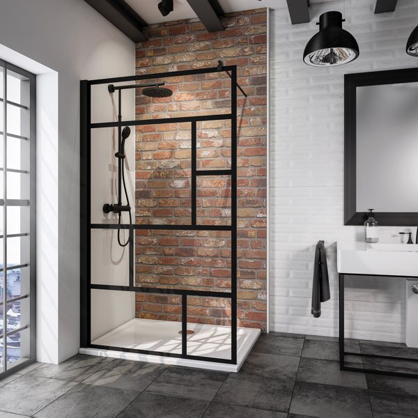 Beispielbild von Schulte Alexa Style 2.0 Black Style Walk-In Loft 1-teilig mit schwarzen Akzenten in einer Dusche