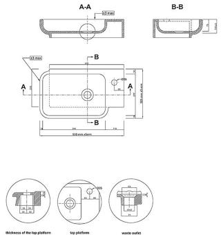 Badmöbel Waschbeckenunterschrank weiß Tür Hochglanz 53 Set 1 cm