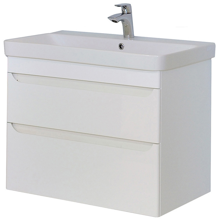 Badmöbel Waschbeckenunterschrank Set 80 cm Auszüge Hochglanz 2 weiß